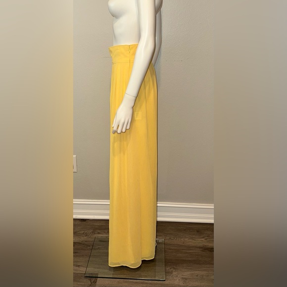 ADEAM Intermix “Parade” chiffon wide leg palazzo pants in dandelion yellow 8 - Picture 6 of 10